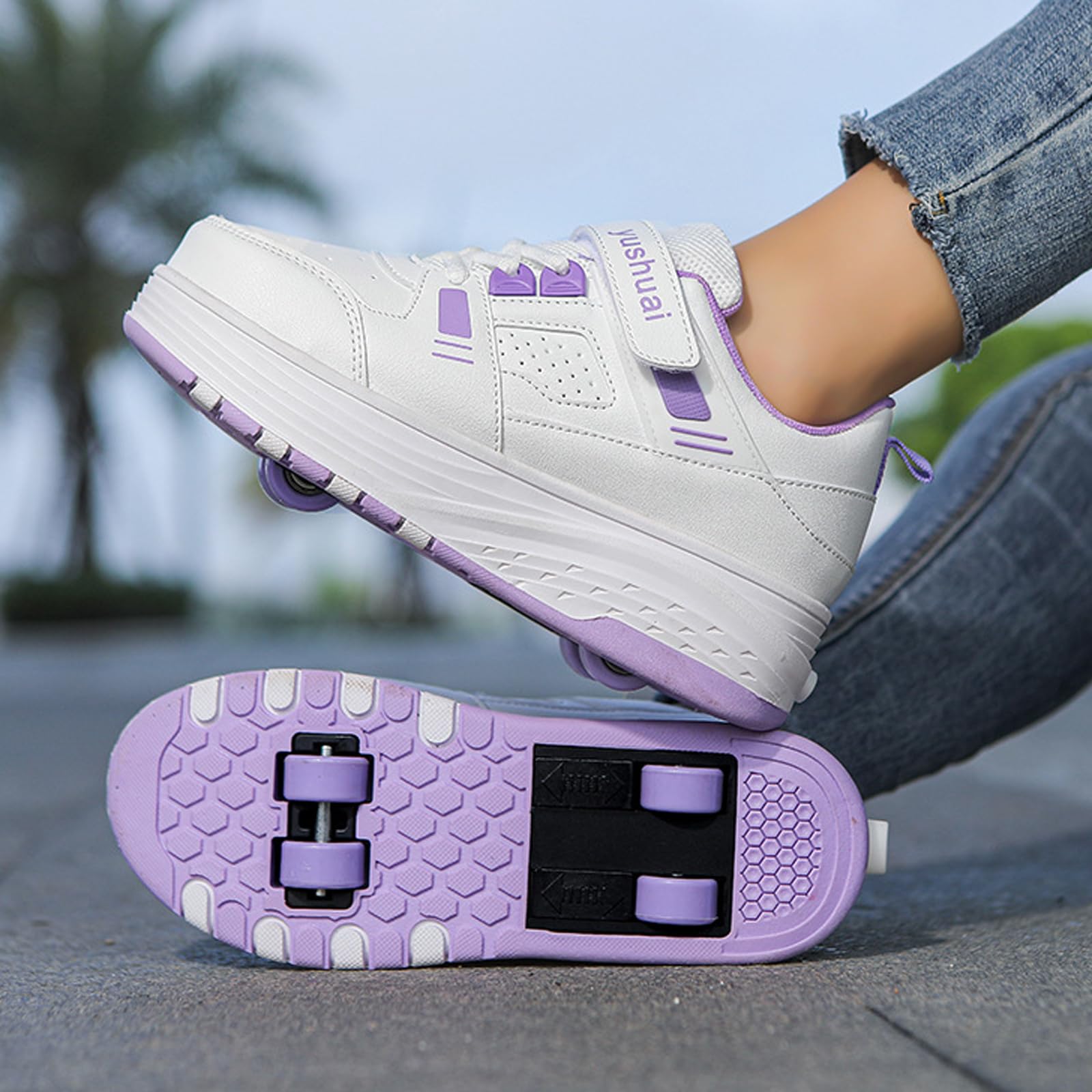 Scarpe Rotelle Bambina,Scarpe con Le Rotelle,Scarpe da Ginnastica da Pattini,con Ruote Retrattili Automatiche,Traspirante,Universali per Ragazzi E Ragazze