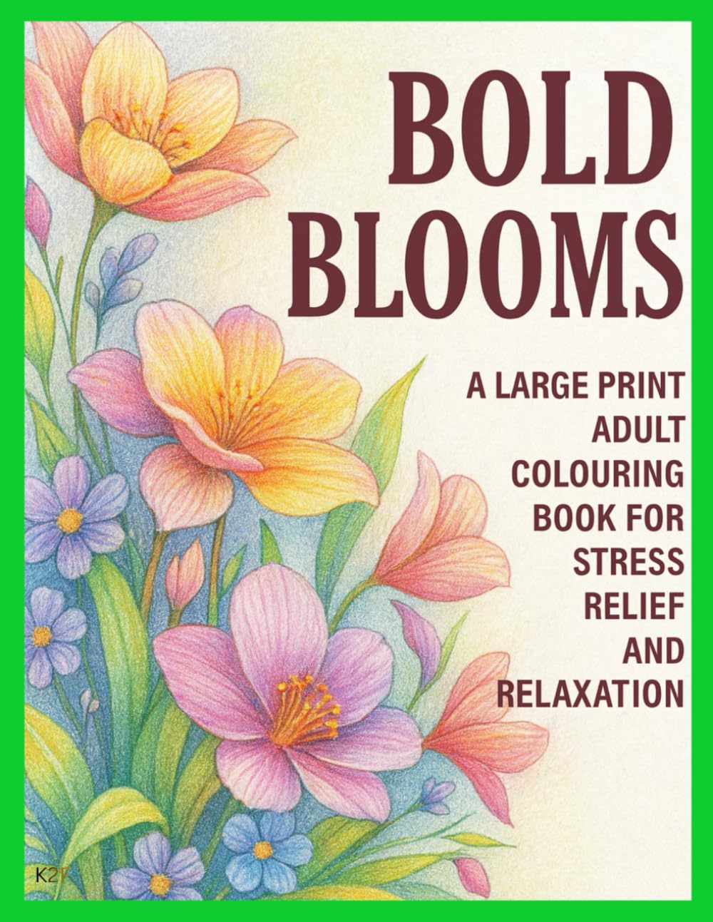 BOLD BLOOMS: A large print adult colouring book for stress relief and relaxation