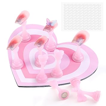 Nail Stand for Press Ons,Heart Nail Holder for Painting Nails Strong Magnet Fake Flase Finger Iridescent Nails Display For Nails Practice Acrylic Nail Tools Home Beginner Supplies