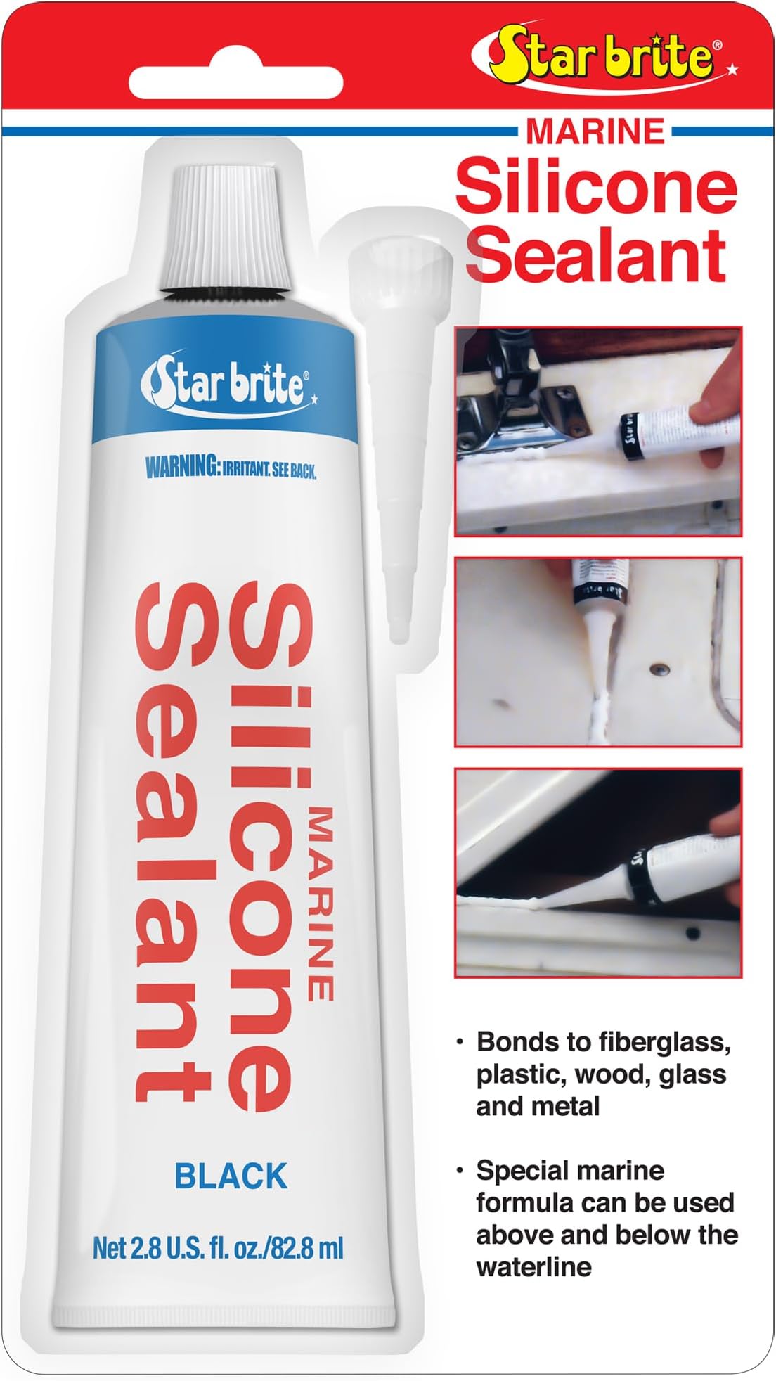 STAR BRITE Marine Silicone Sealant - Waterproof, Durable, UV Resistant, for Fiberglass, Metal, Wood, Glass, Ceramic & More