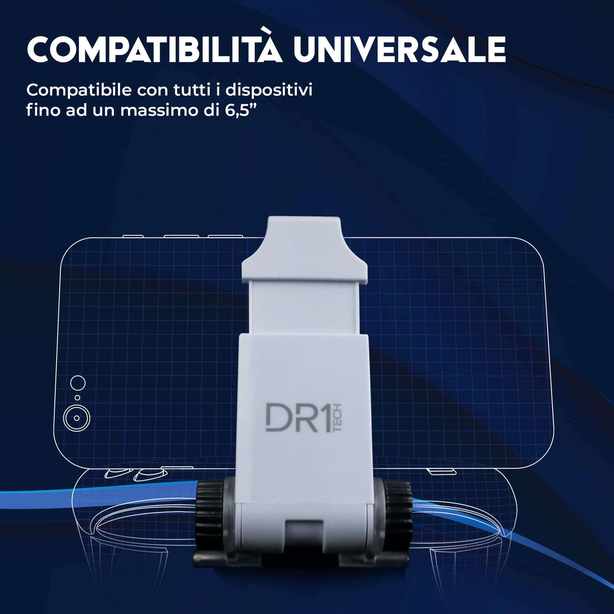 DR1TECH GameGrip5+ Smart Clip per Controller Dualsense PS5 compatibile con Smartphone iPhone/Android - Supporto Cellulare per Joystick (Controller NON Incluso)