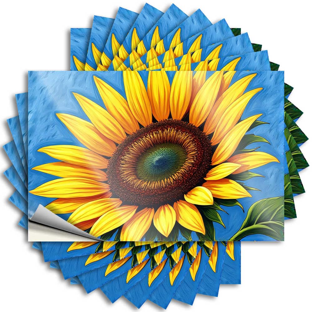 Decal - Plastic Bumper Sunflower in Blue Sky for Hunting Back Yard Decorations(8X12CM)