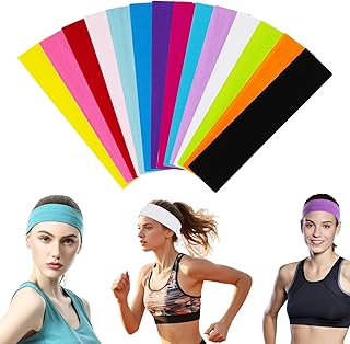 14 diademas de yoga coloridas deportivas a la moda, banda elástica para el sudor para mujeres y niñas, deportes, pilates, fitness (colores mezclados)