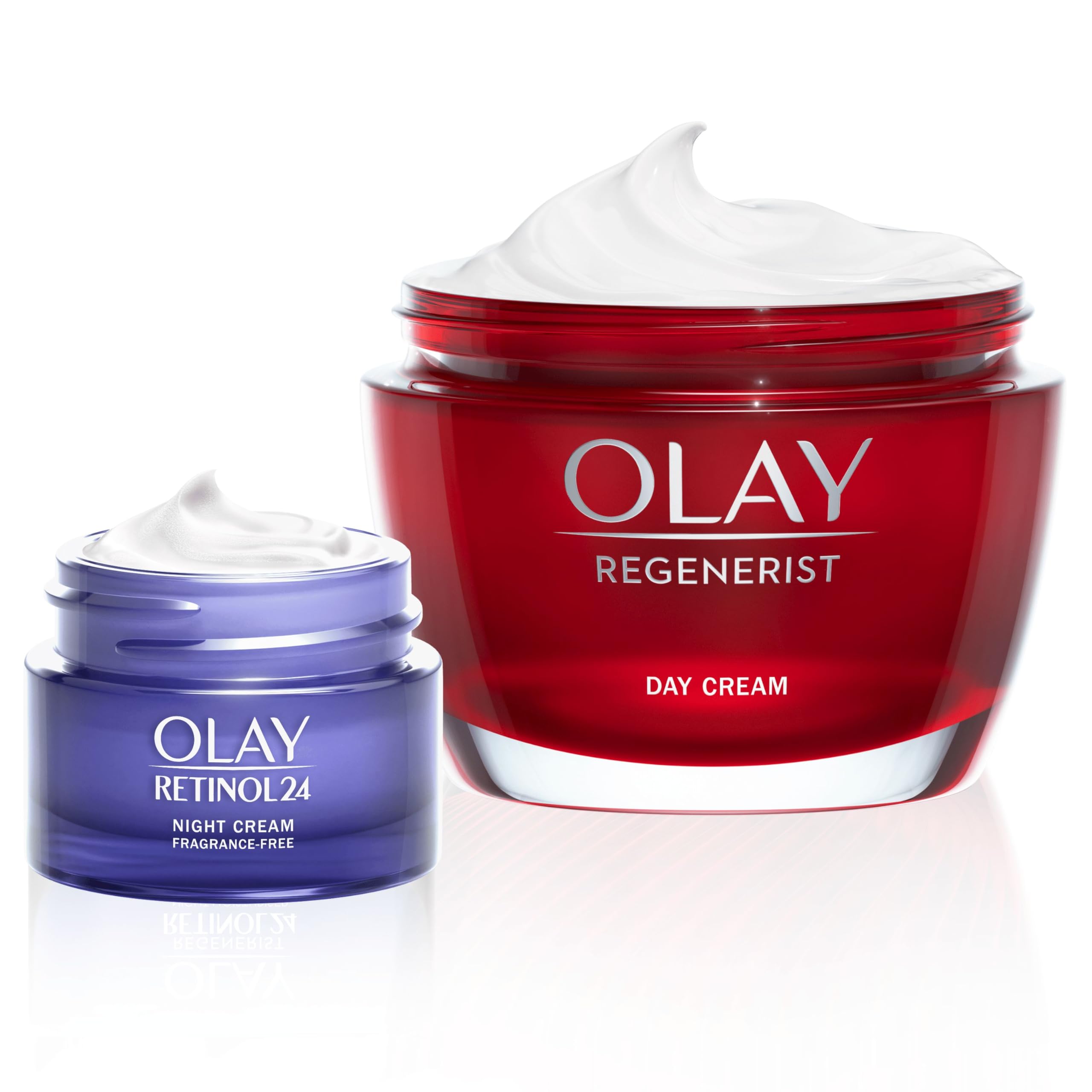 Olay set de día y noche: Retinol 24 cuidado de noche para el rostro, 15 ml, y colágeno péptido 24 crema de día 50 ml, proporciona hidratación inmediata durante 24 horas
