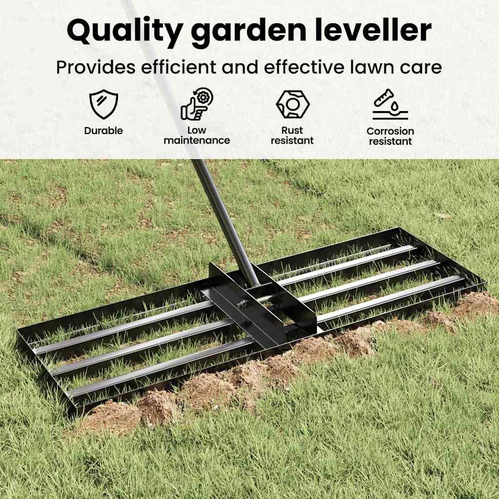 vidaXL Rastrillo nivelador de jardín Acero con Revestimiento en Polvo, Jardín y terraza, rastrillo Moderno Rectangular, Resistente al Clima, Kit de jardinería, Accesorio paisajístico