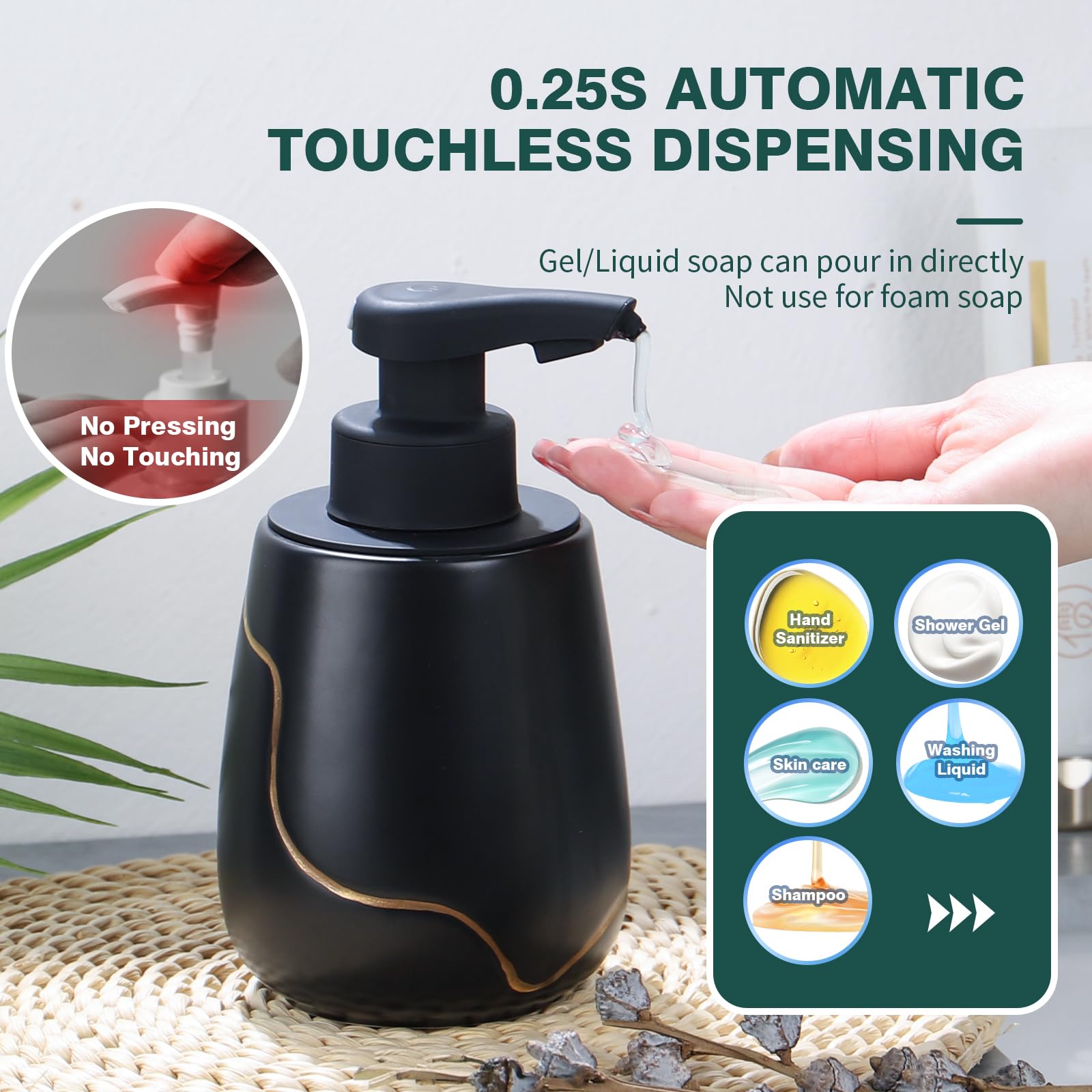 BosilunLife Dispensador automático de jabón para baño, dispensador de jabón líquido manos libres, dispensador de jabón eléctrico inteligente, sin contacto, con bomba impermeable, dispensador de jabón
