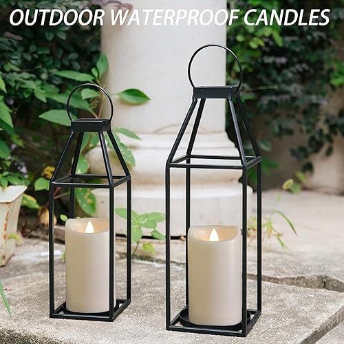 Miniatura 2 de Paquete de 2 velas para exteriores con temporizador (3 x 5 pulgadas), impermeables, sin llama, parpadeantes, velas LED falsas de plástico para