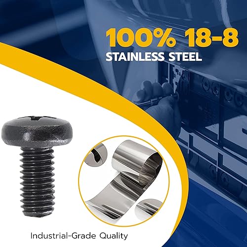 Miniatura 3 de Tornillos para placa de matrícula de Audi y VW, Phillips 18-8, acero inoxidable, tornillos M6-0.039 x 0.394 in (paquete de 4)