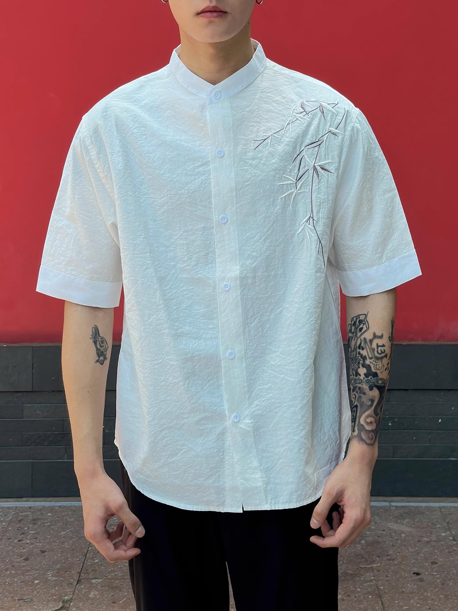 GUOYUXIAO Männer-Chino-Kurzarmhemd.