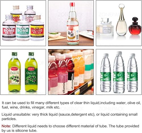 Miniatura 5 de ZONEPACK Máquina de llenado de líquidos, llenado numérico, control digital, bebida, alcohol, 0.2fl oz a 118.3fl oz GFK160 (máquina con una boquilla