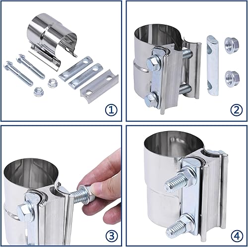 Miniatura 5 de Abrazadera de tubo de escape de 3.0 pulgadas para junta a tope de 3 pulgadas de diámetro interior a tubo de 3 pulgadas de diámetro exterior con