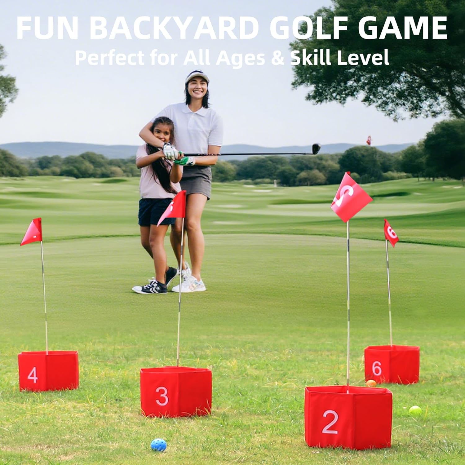SJEhome Upgraded 6 Hole Backyard Game Golf – Backyard Yard Practice for Outdoor Indoor, for Beach, Yard, Park, Lawn (Upgraded Game Golf)