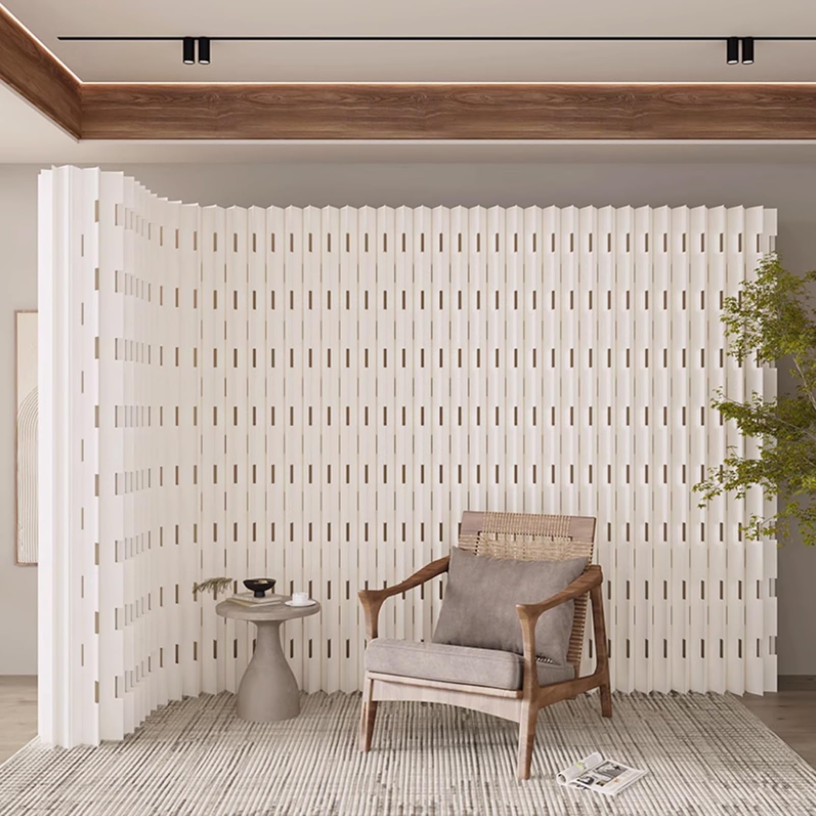 Paper Room Divider, Folding Paper Room Divider, Papers Retractable Rooms Partition, Portable Privacy Dividers Screens, White Decorative Rooms Partition(450x180cm/177.1x70.8in)