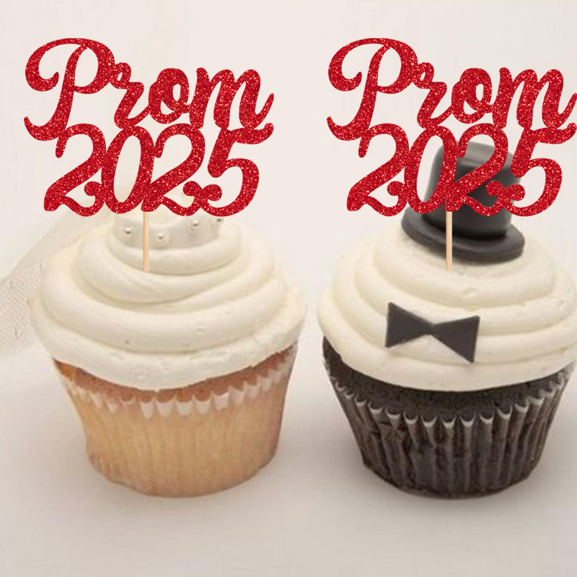 Xsstarmi 24 Pack Prom 2026 Cupcake Toppers Glitter 2026 Graduation Cupcake Picks for Class of 2026 College Graduation Prom Party Cake Decorations Supplies Red - Image 4