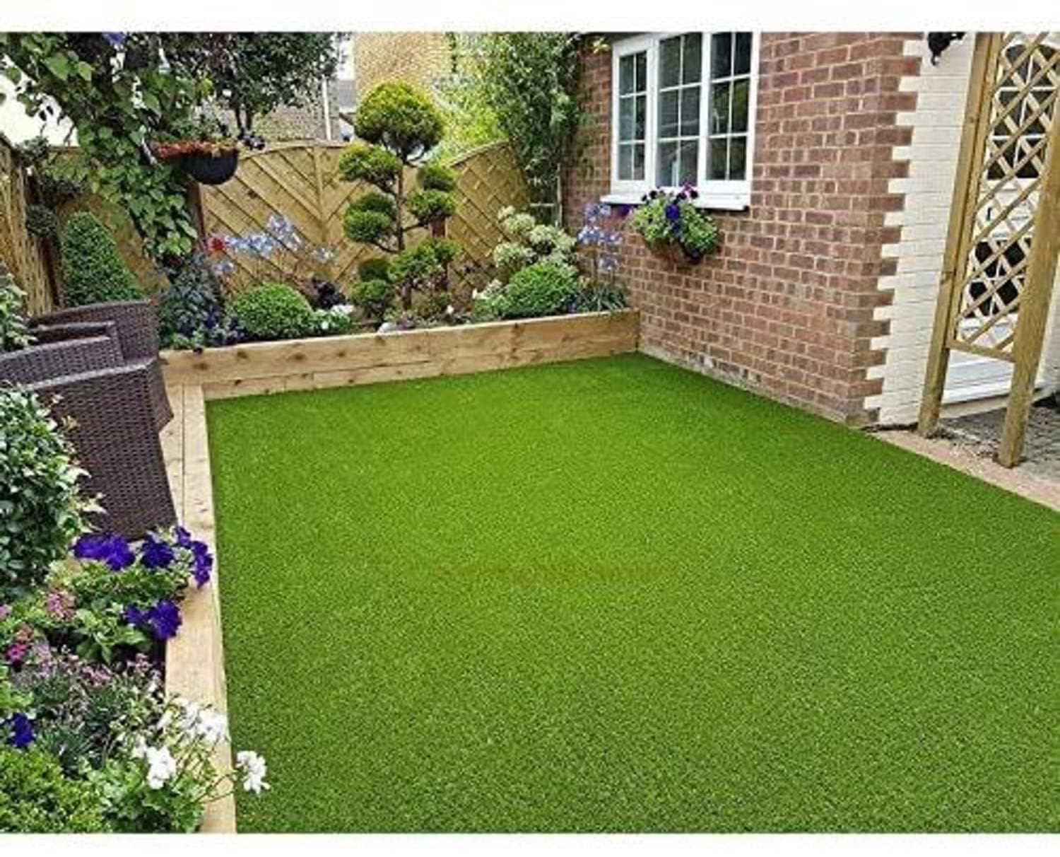 1.5 x 9 Feet Artificial Grass Floor Mat, Green, Synthetic Lawn for Garden Patio Outdoor Landscaping-image-45
