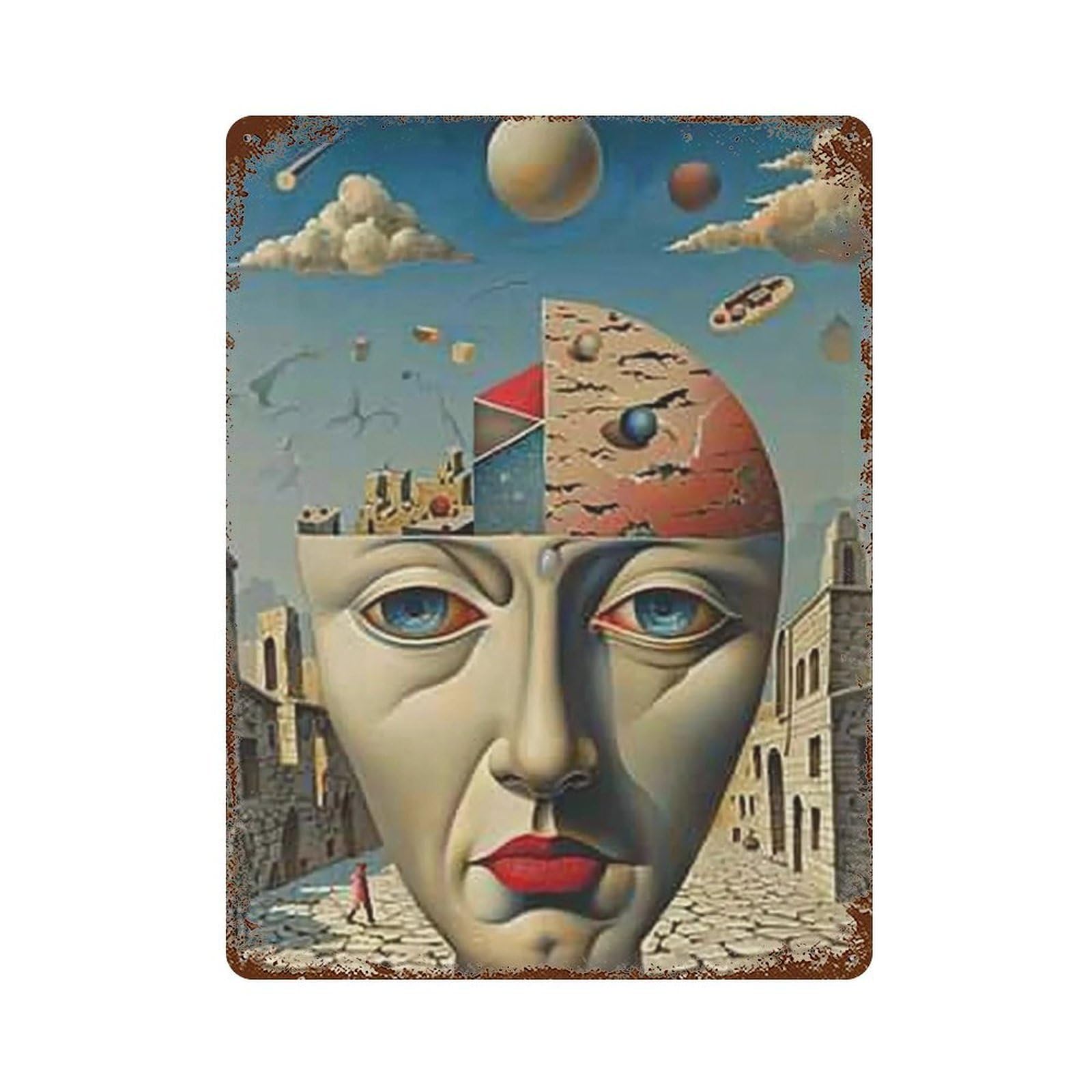 JUWRHRHHRH Cubist Segmented Surreal Urban Visage 03 Poster Canvas Aesthetic Wall Art Painting Decor for Living Room Bed Room 40x30cm Style
