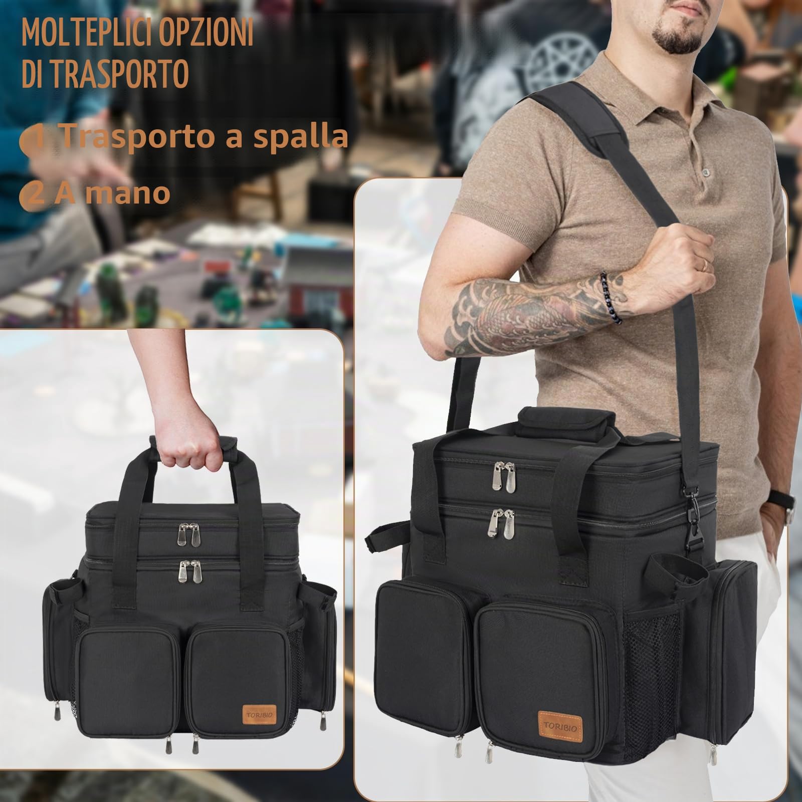 DND Adventurer's Storage Bag con Vault in schiuma e porta mappe, nero | Cassaforte in schiuma, porta mappe, tracolla, compatibile con DND/RPG/Dungeons & Dragons
