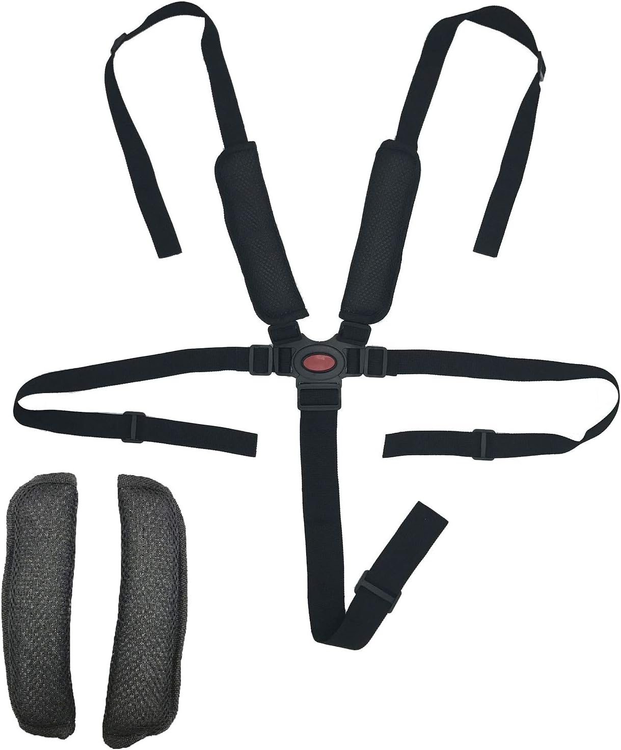 2 Pcs Baby Seat Belt， Baby Kid 5 Point Adjustable Harness Safe Seat Belts Strap for Stroller High Chair Pram Buggy Children Kid Pushchair