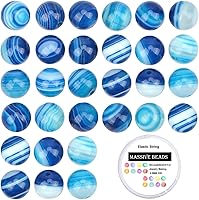 Vista 24 de 100 piezas de cuentas de cristal natural, piedras preciosas redondas sueltas de curación de energía con cordón elástico de cristal para hacer joyas