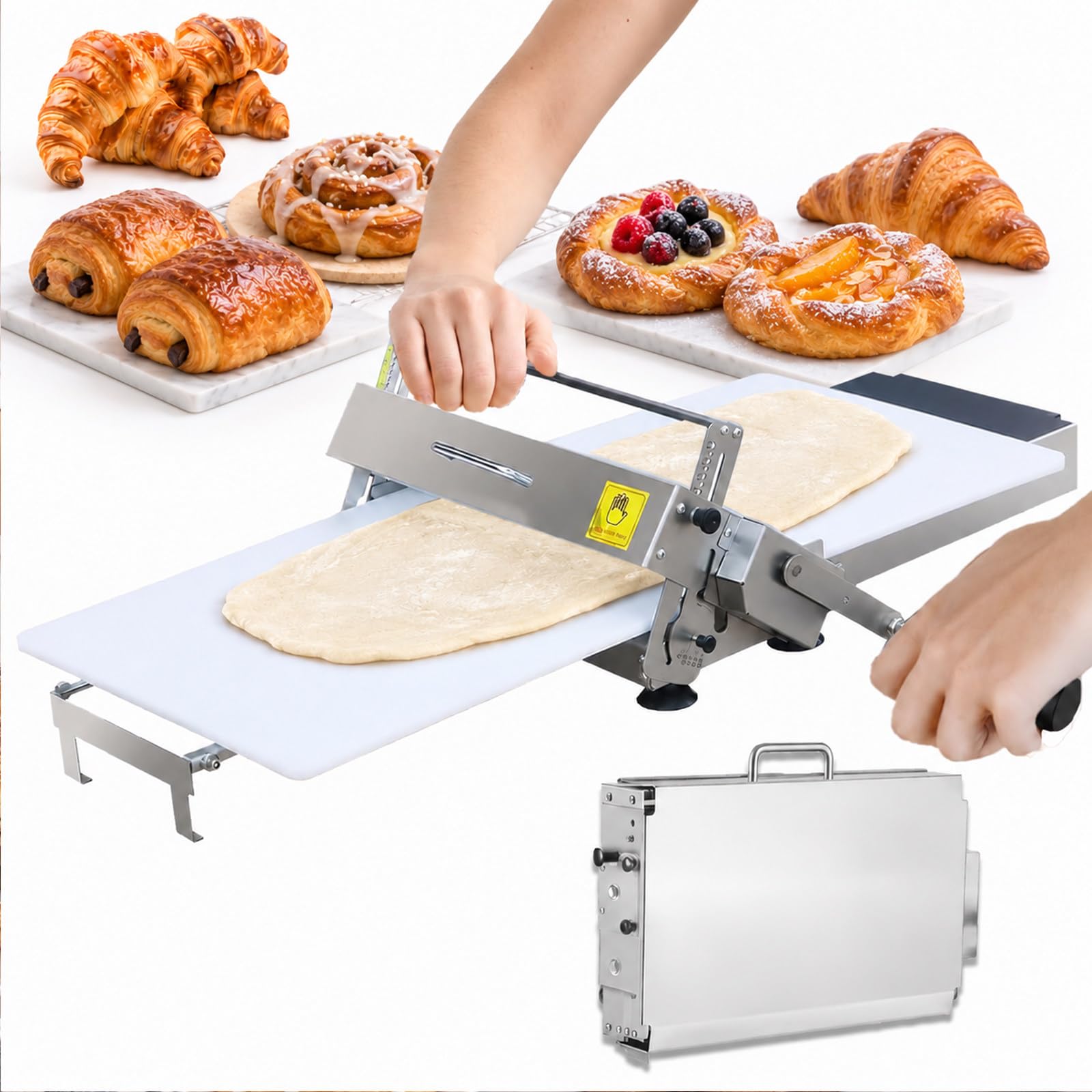 Laminoir manuel de table, 0 à 25 mm, inox, pour pâte feuilletée B400