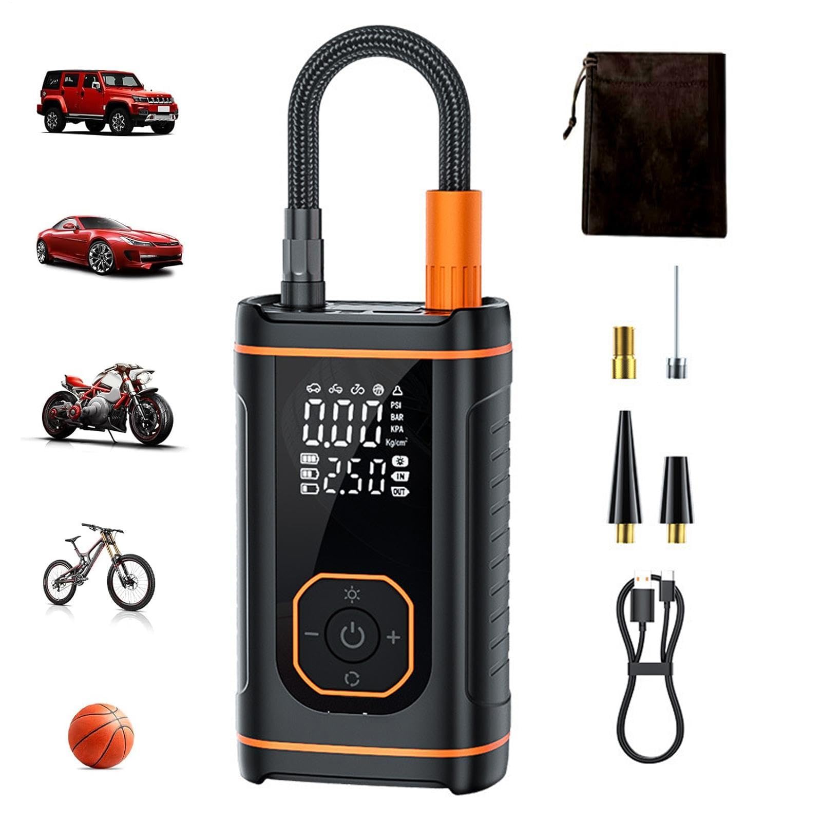 Gonfiapenne Portatile per Pneumatici Per Motociclette Con Display Digitale | Gonfiatore Di Pneumatici Portatile per Pneumatici di Moto Bici Palloni