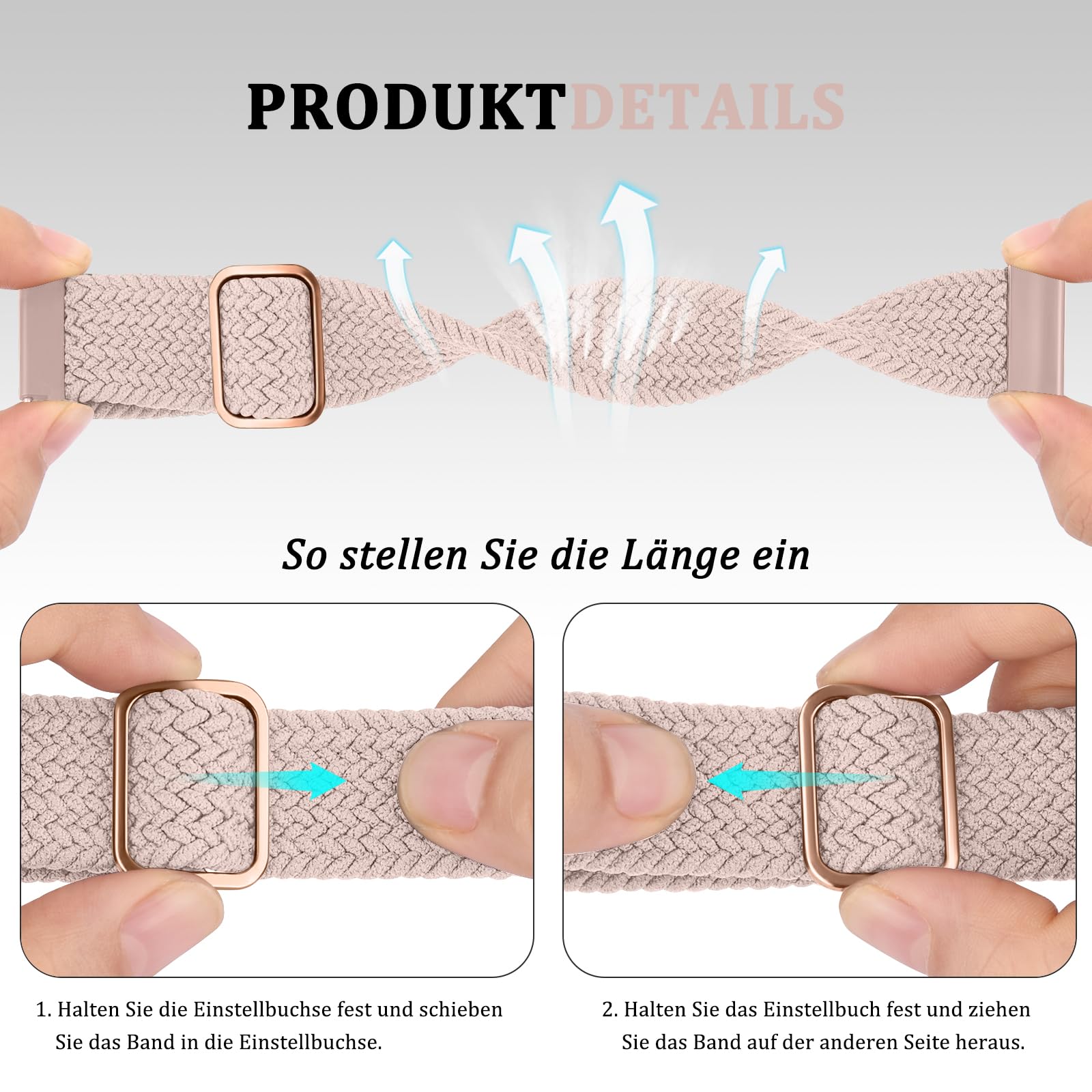Vancle 20 mm paski do zegarka dla kobiet i mężczyzn, regulowany, tkany, nylonowy, 20 mm, oddychający pasek zastępczy, szybkie zapięcie, pasek do zegarka, dla kobiet i mężczyzn