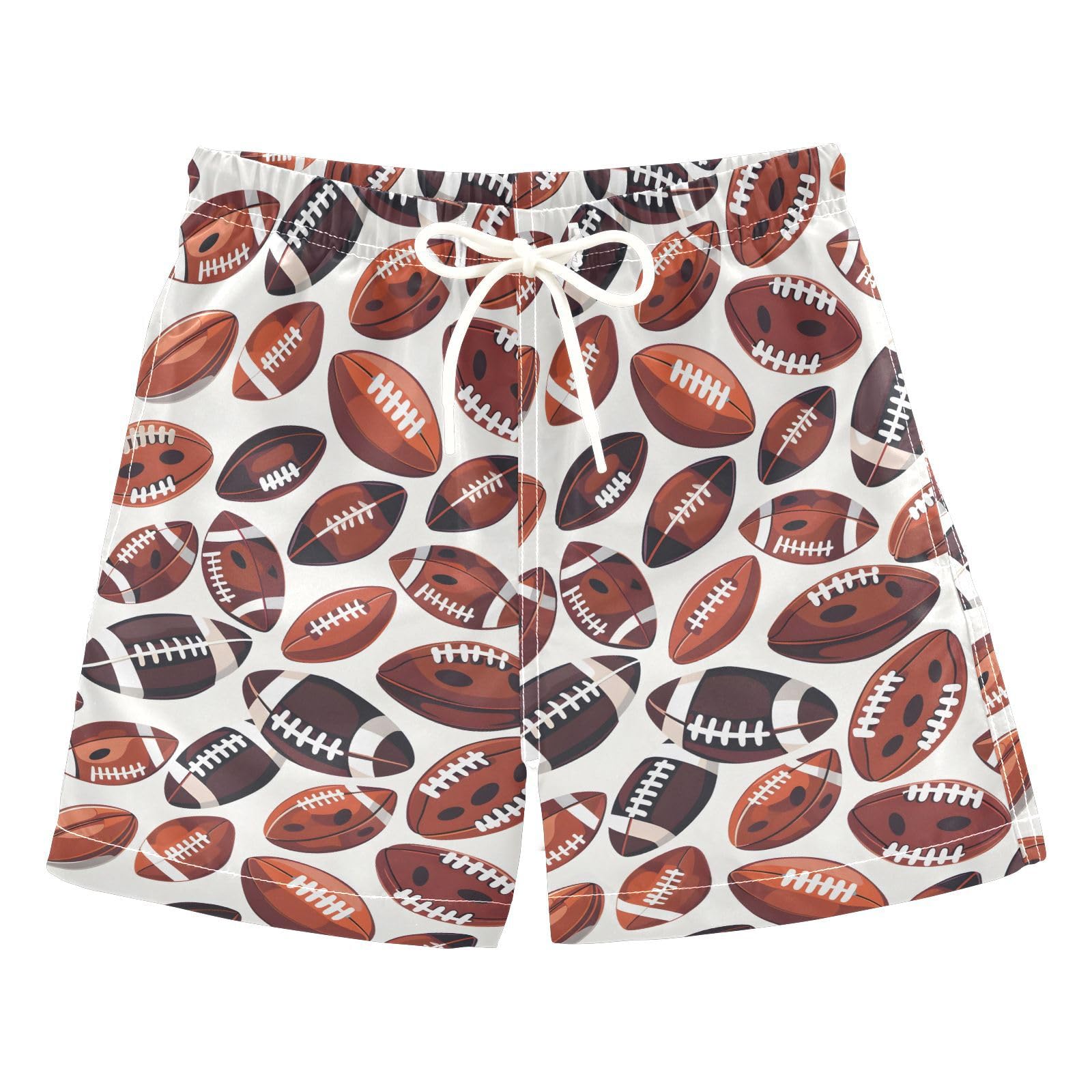 ALAZA Brown Rugby Ball Funny American Football Boys Quick Dry Beach Board Shorts Kids Swim Trunks Bathing Suit Swimsuit 2T