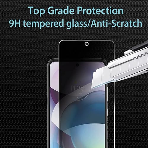 Miniatura 3 de Paquete de 4 protectores de pantalla de privacidad para Motorola Moto One 5G ACEOne 5G UW ACE con 2 protectores de lente de cámara, dureza 9H,