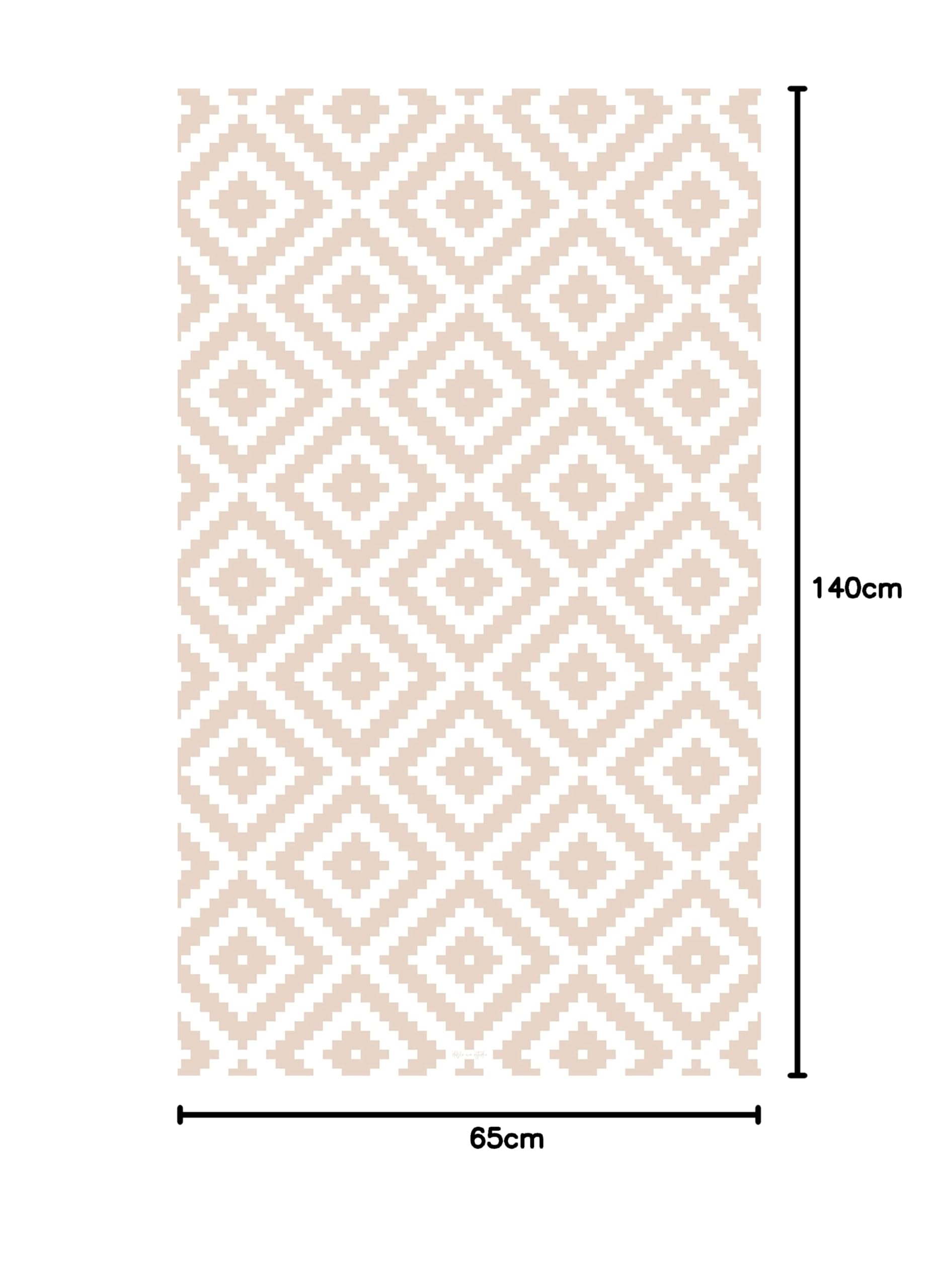 DobleUve Estudio Alfombra Vinílica Geométrica 07 | Color Beige | 65x140 cm | Alfombra Cocina Lavable Antideslizante | Alfombra Vinilica | Suelo Vinílico | Alfombra Vinilo Salón