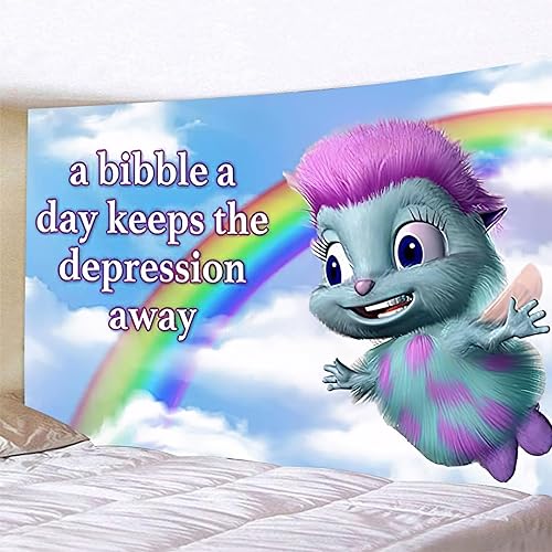 Miniatura 3 de FENDROM Bibble Meme Tapiz Bibble Happiness Novedad Colgante de Pared, Manta Decorativa Divertida Habitación Universitaria Hostal Decoración