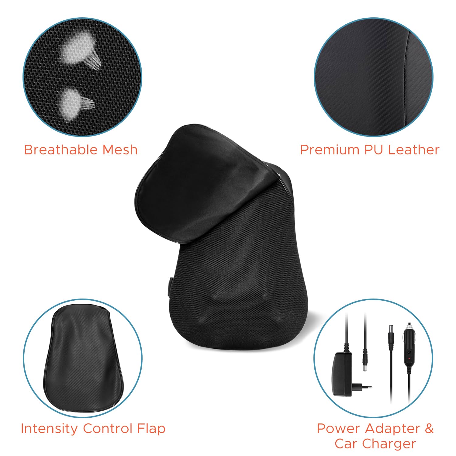 Kosmocare Corded Electric Back Massager Cushion With S-Track And Thai Step Kneading & Heating for Blood Circulation, Black - Image 4 thumbnail