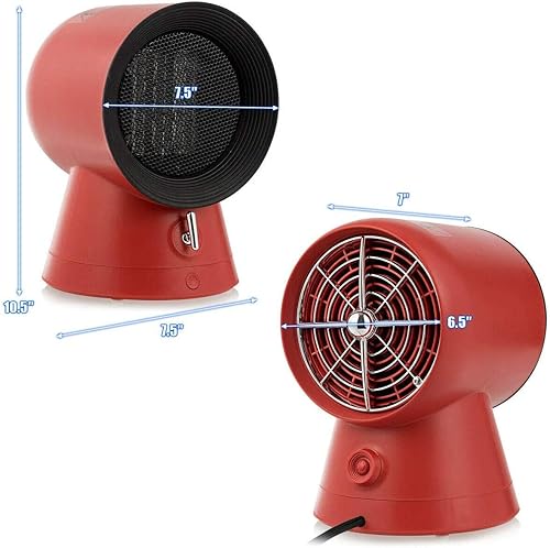 Miniatura 5 de GOFLAME Mini ventilador eléctrico de refrigeración con calentador de espacio, calentador de espacio 2 en 1 con termostato ajustable, calentador de