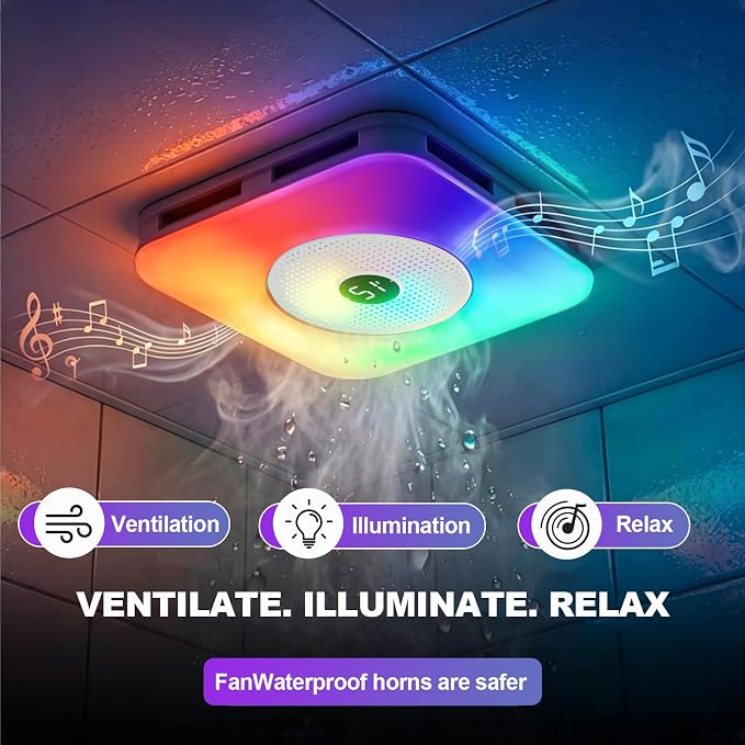 Extractor de Baño Baotree con Luz LED y Bluetooth miniatura 7
