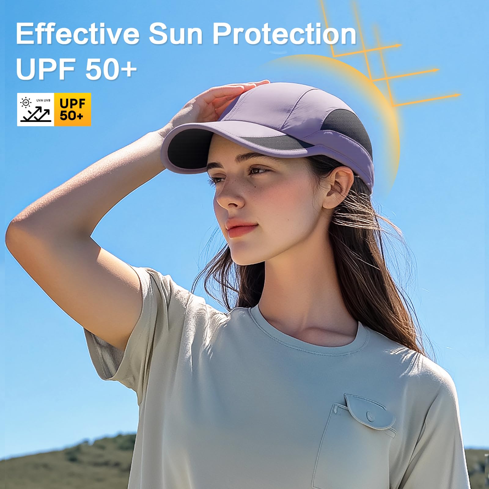 HH HOFNEN Gorra de béisbol de secado rápido sin estructura para correr, resistente al agua, UPF 50+, de malla, para hombre y mujer