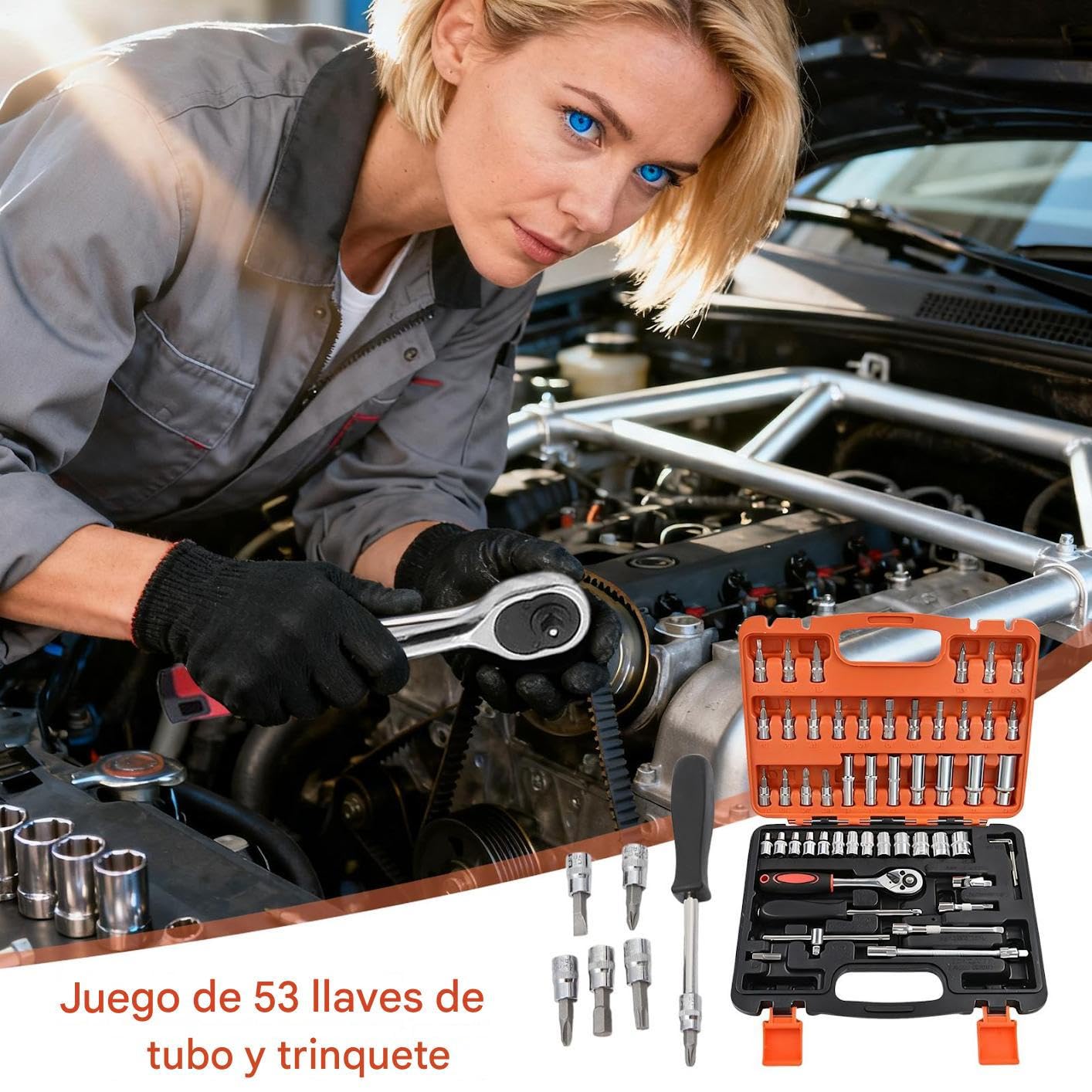Juego De Llaves De Tubo Con Maletín Y Kit Multifuncional De Herramientas 53
