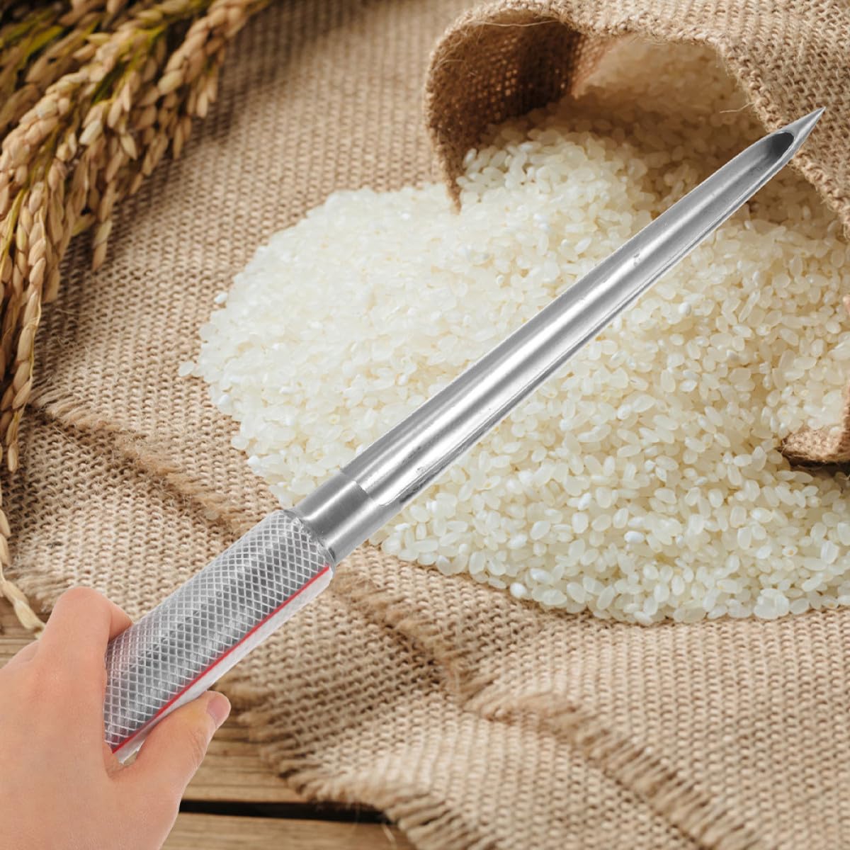Stainless Steel Grain Sampler 30cm Probe Rod with PVC Rubber Handle for Wheat, Seed, Powder, and Granule Sampling in Agricultural and Laboratory Use