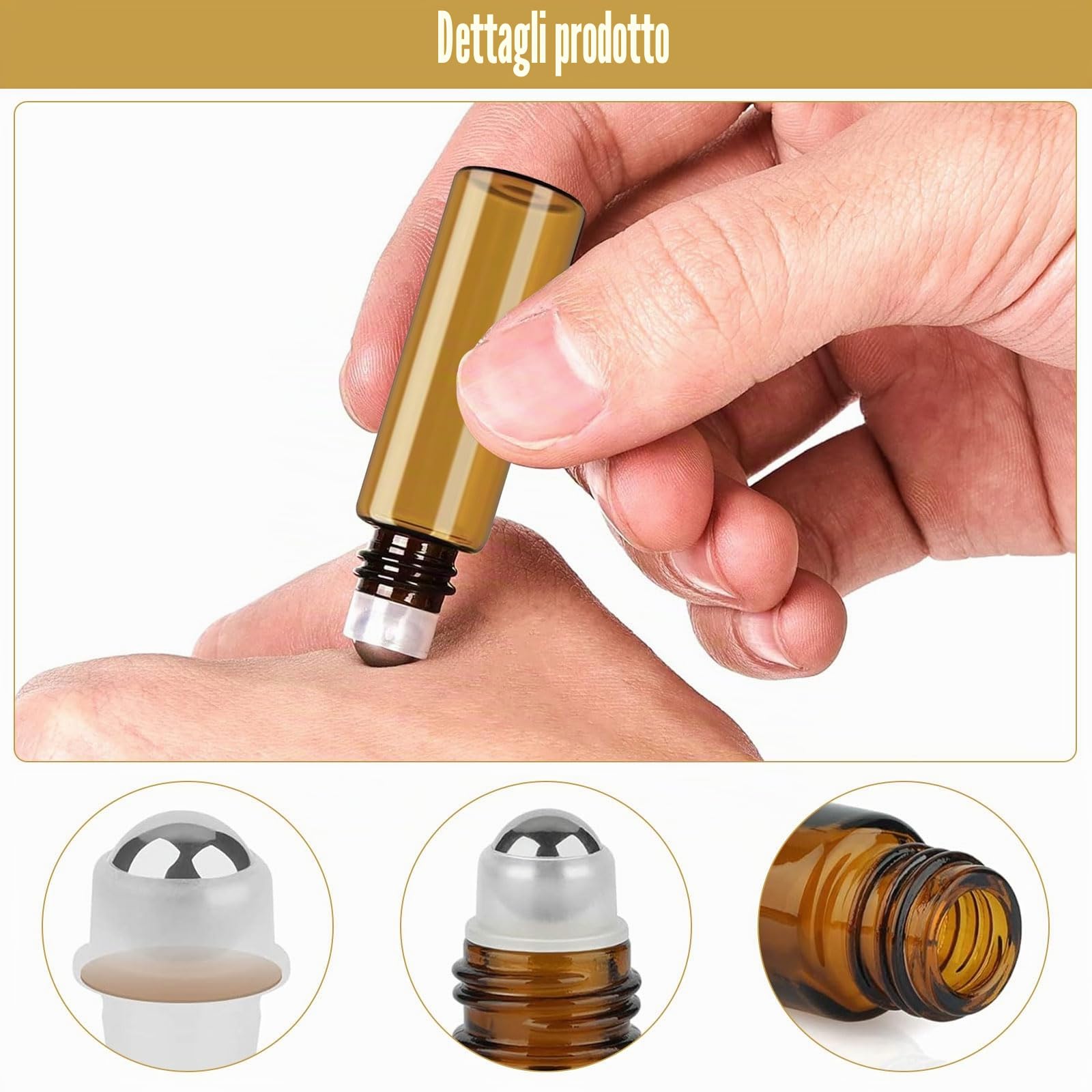 Roll On Vuoto per Oli Essenziali, 30 Pezzi Marrone Roll On Bottiglia Boccette Vuote Contenitore Flaconcini Vuoti con Sfera in Acciaio Inossidabile per Profumo, Olio Essenziale, Aromaterapia