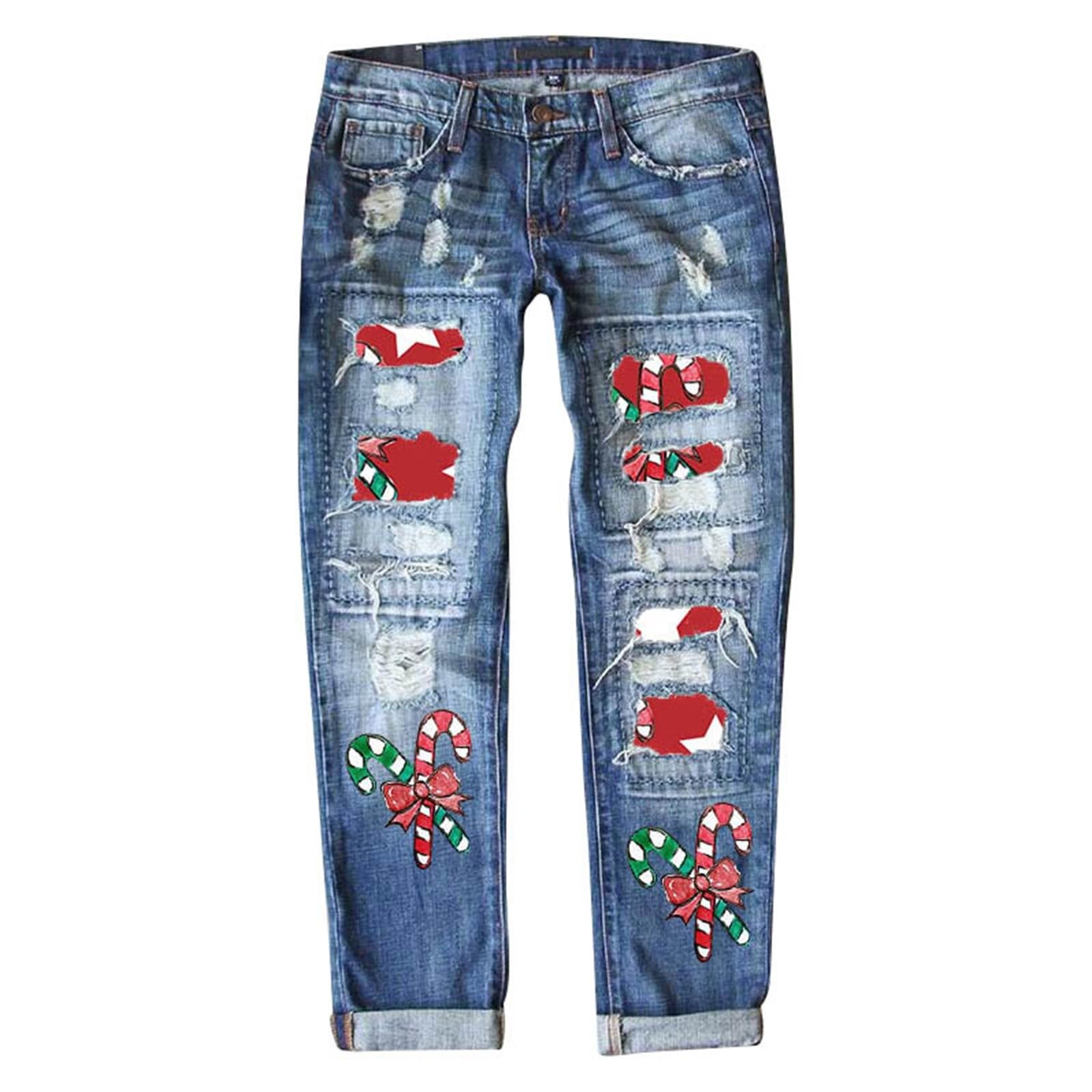 Jean Femme Large Straight Pantalon En Denim Elastique Flared Bootcut Extensible Vintage Décontractés Extensibles droit pour avec impression festive et finition délavée une décontractée tendance