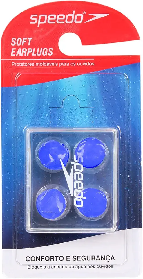 Protetor Auricular, Speedo, Soft Earplugs, Silicone Moldável Reutilizável com Estojo Protetor - Azul