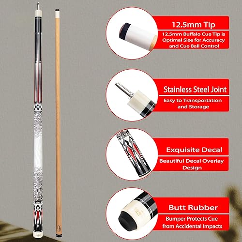 Vista 18 de Palo de billar con eje de desviación baja con estuche rígido de 19 a 20 onzas