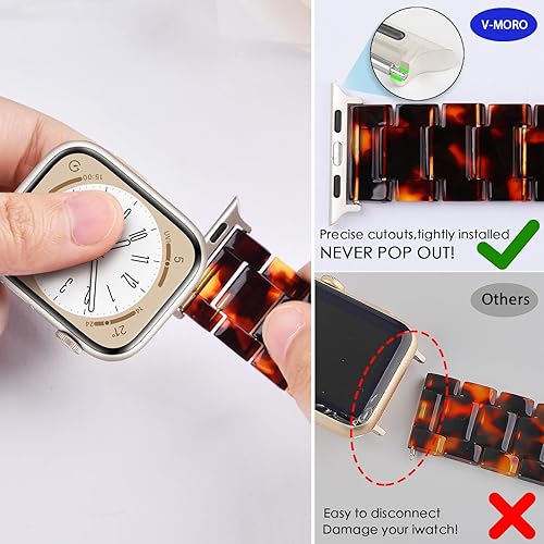 Miniatura 4 de V-MORO - Correas ligeras de resina para Apple Watch Series 87, correa de acero inoxidable con hebilla de acero inoxidable, compatible con iWatch