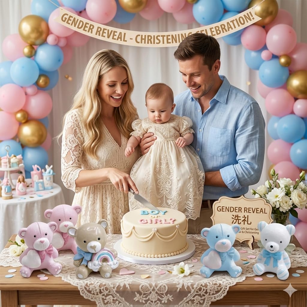 Bomboniere Orsetti in Resina per Battesimo Nascita Bimbo Bimba e Baby Shower 12 Pezzi (Stile B)
