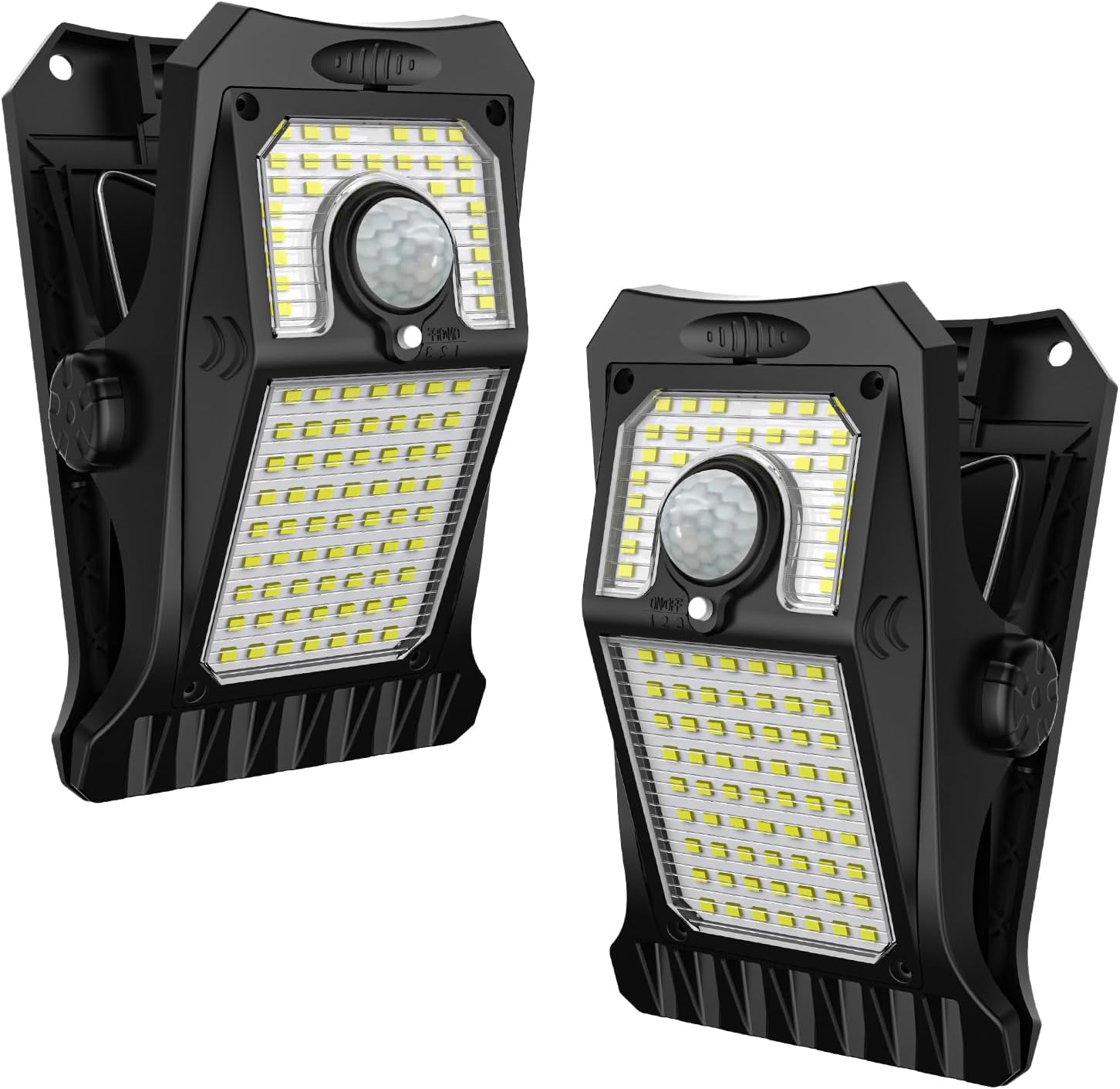 Trymeuro 90 LED Photo voltaic Lights for Outside Use with Movement Sensor Outside, Clip Photo voltaic Lights for Outside Backyard 3 Modes Waterproof Wall Mild Lighting Outside Mild Safety Lamp for Deck, Fence (Pack