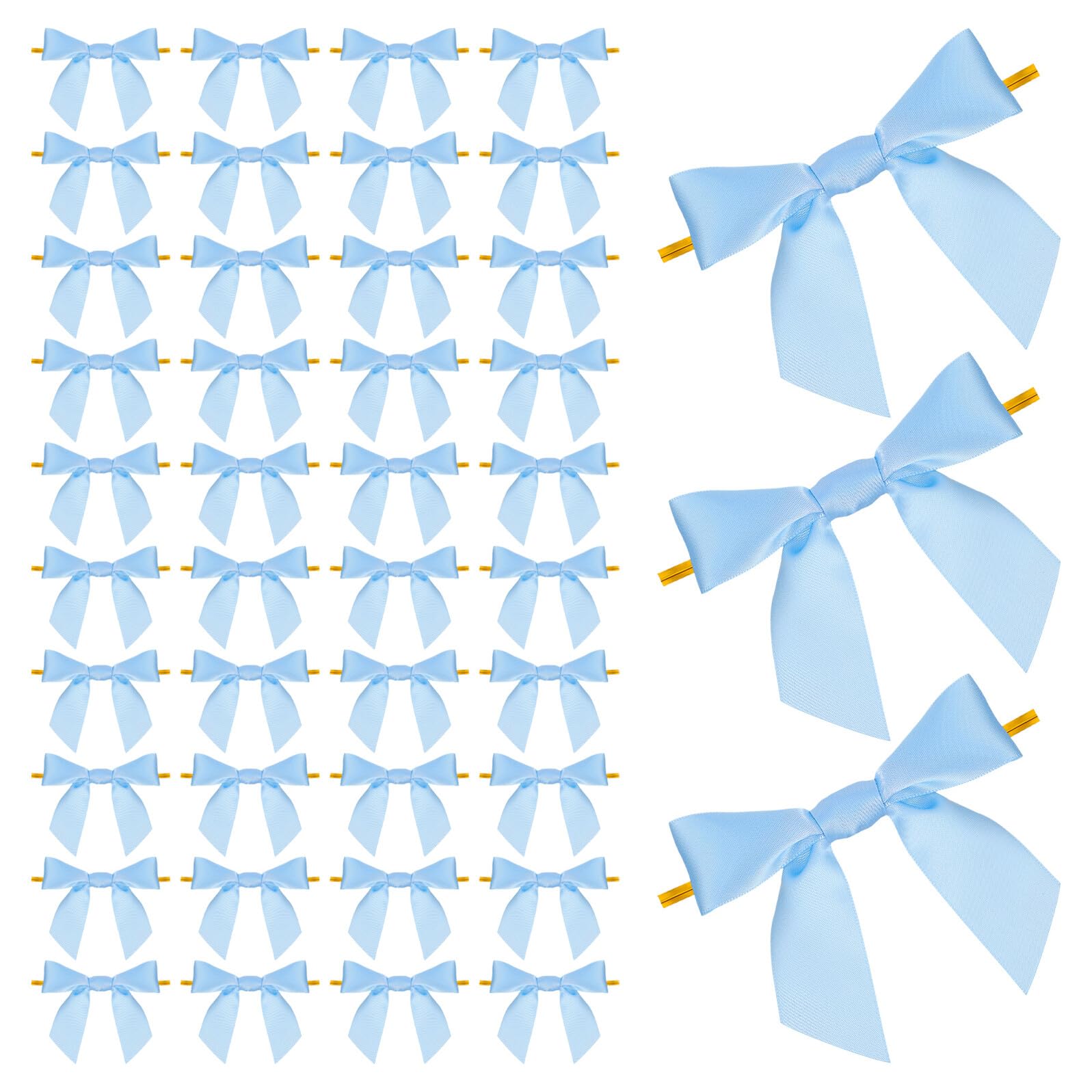 100 pezzi Fiocchi Twist Tie Blu per Sacchetti Regalo Piccoli Fiocchi in Nastro Satinato per Confezioni Decorazioni per Feste Compleanni e Matrimoni Regalo Natale