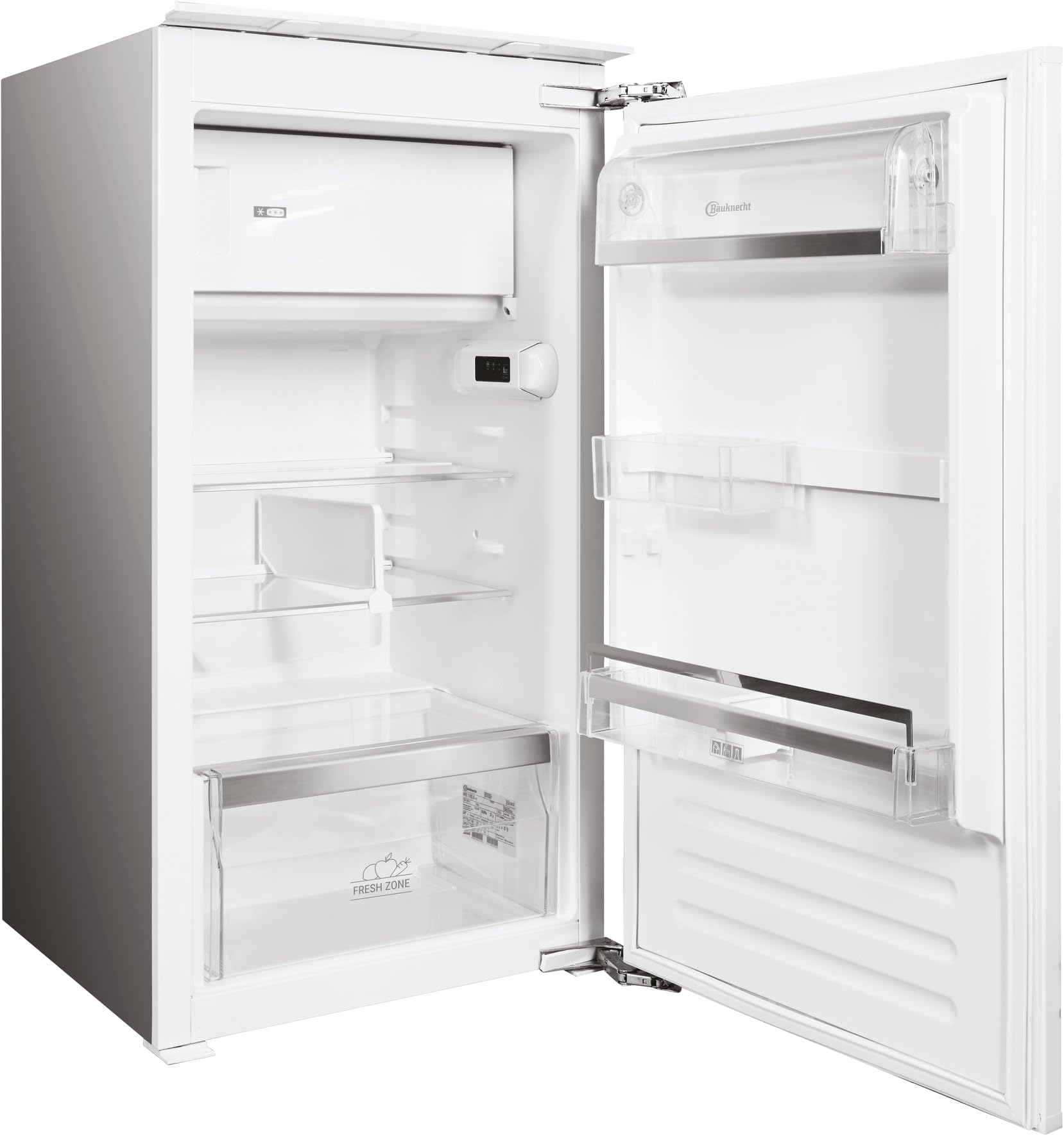 Bauknecht KSI 10GF3 Einbau-Kühlschrank mit Gefrierfach/Energieeffizienzklasse: D/Nische 102/ Elektronische Steuerung-LED Display/LED-Beleuchtung/Innenraumkonzept-Edelstahl-Elementen