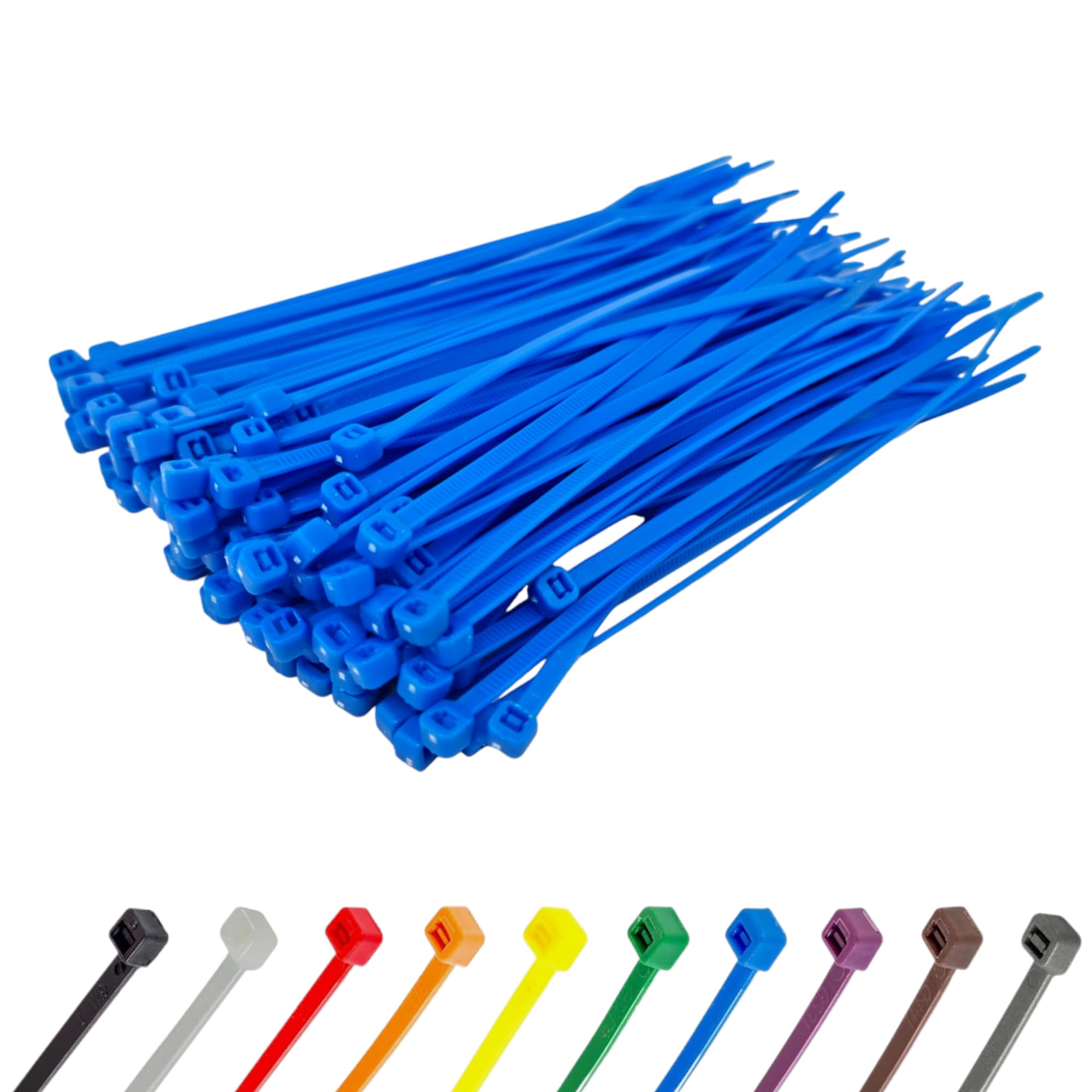Blue Cable Ties (1000 Pack - 200mm x 4.8mm) Nylon Zip Ties Plastic Tie Wraps for Office Cable Tidy Garden DIY