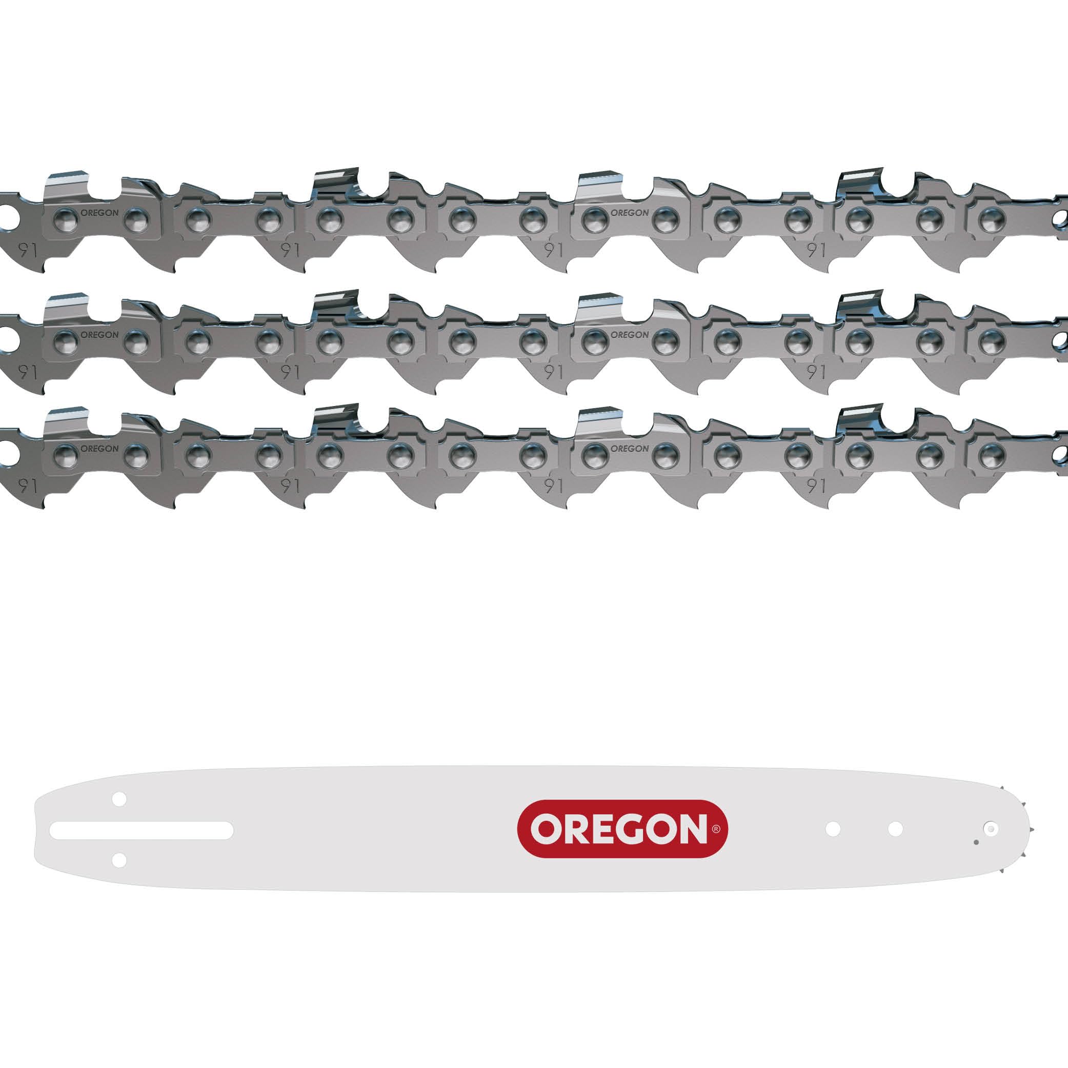 Oregon Pack de 3 Cadenas de Motosierra 3/8" LP para Espadas de 40cm -57 Eslabones, 1.3mm + Oregon guía de rodillos referencia 160SDEA041, longitud de corte 40 cm, para A041