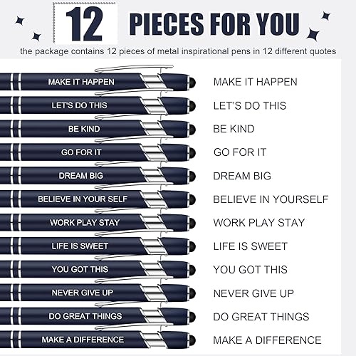 Miniatura 9 de 12 bolígrafos Zonon con citas inspiradoras, lápiz digital (stylus), mensajes motivacionales, de metal, tinta negra, alentadores (Dama Jefa, rosa)