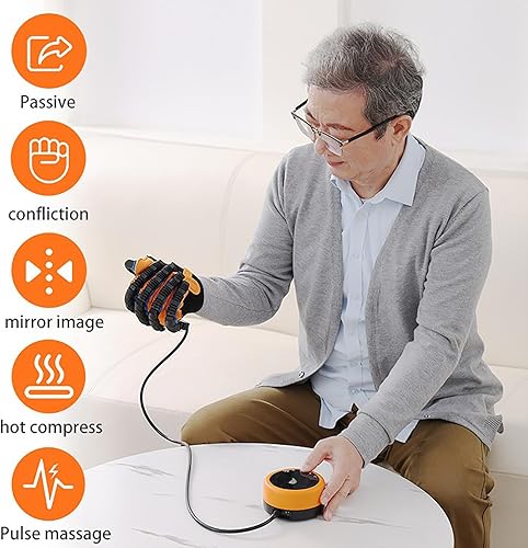 Miniatura 3 de Guante robot de rehabilitación de ambas manos, dispositivo de entrenamiento de fuerza de los dedos para hemiplejia cerebral, fuerza ajustable, con
