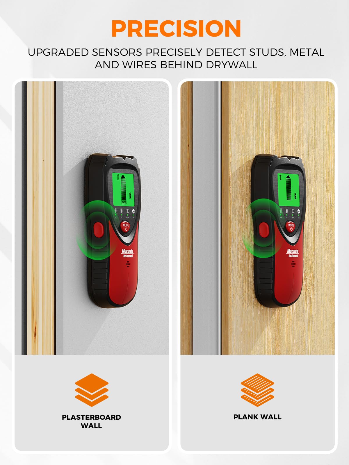 Mecurate 5-in-1 Stud Finder with LCD Display, Wall Scanner for Studs Metal, AC Wires Detection, Lightweight & Durable - Image 2